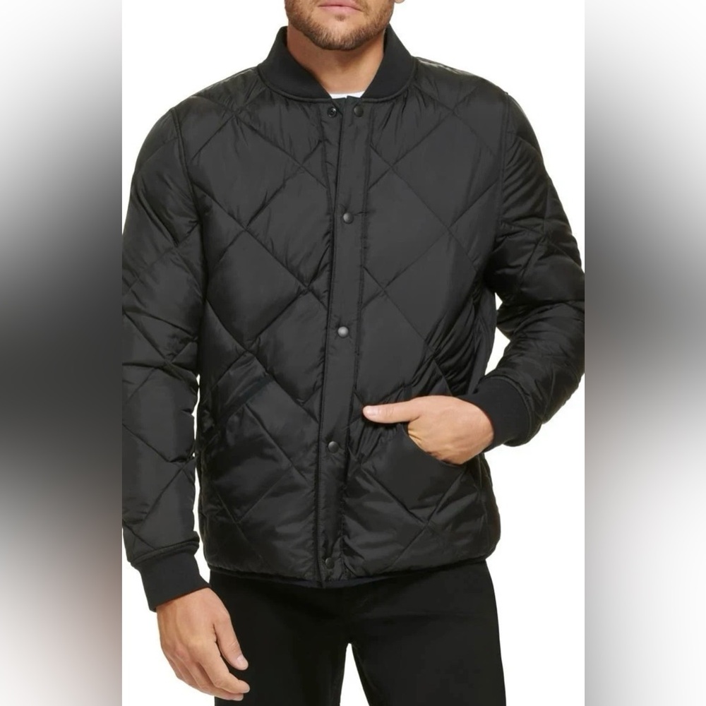 NEW CALVIN KLEIN Men's Reversible Quilted Jacket - Black/Grey Camouflage Size XL